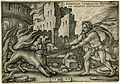 Hans Sebald Beham: Hérakles krotí Kerbera, Norimberk, 1545