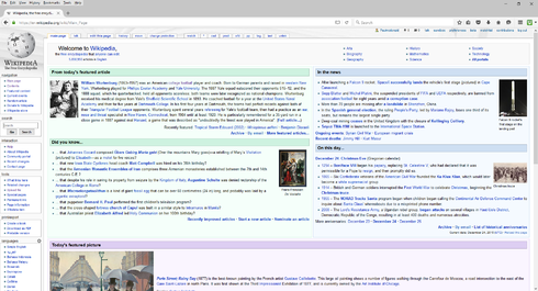 Wikipedia main page screenshot