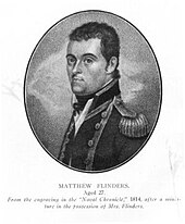 A portrait of Matthew Flinders. A man in naval uniform