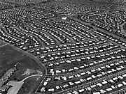 Aerial view of Levittown, Pennsylvania, circa 1959 postwar Americans moved into suburbs by the millions.