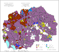 Predominant ethnic group by settlement with Albanians in brown, 2002 census