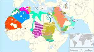 Map of areas where Arabic is spoken