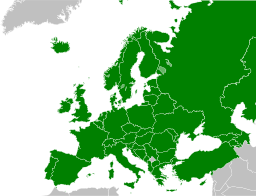 Map of Europe, encompassing the entire Bologna zone
