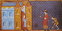 Երկու բորոտներին արգելել են մուտք գործել քաղաք։ Փորագրությունը՝ Վինսենտ դե Բովեի, 14-րդ դար