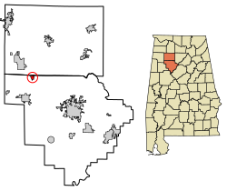 Location of Nauvoo in Walker County and Winston County, Alabama.