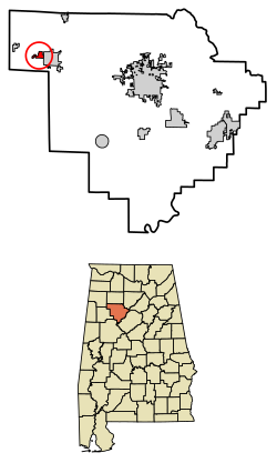 Location of Kansas in Walker County, Alabama.