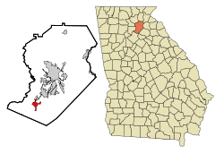 Location in Hall County and the state of Georgia