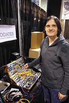 Cortini with his Buchla 200e at the 2009 NAMM Show, in Anaheim, California.