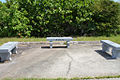 Granite memorial benches on the edge of the launch pad