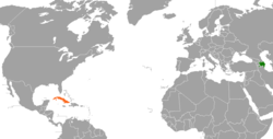 Map indicating locations of Azerbaijan and Cuba