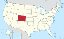 A map showing the location of the U.S. State of Colorado