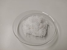 Potassium bisulfate crystals on filter paper
