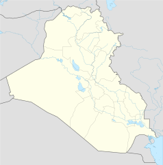 Mapa konturowa Iraku, u góry znajduje się punkt z opisem „Al-Hawidża”