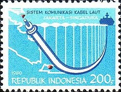 Stamp of Indonesia - 1980 - Colnect 255258 - Singapore Indonesia Submarine Cable.jpeg