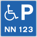 Reserved parking place for specific vehicle used by handicapped person
