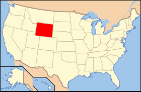 Wyoming merkt inn á kort af Bandaríkjunum