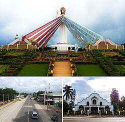 From left to right: Divine Mercy Shrine; Barangay Poblacion of El Salvador; Our Lady of the Snows Parish Church