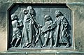 Statue in Fulda: relief on the base - Bonifatius builds a church