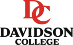 Serif capital D and C letters, interlocking, in red, above "Davidson College" in black.