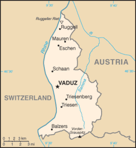 Kaart van Liechtenstein