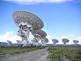 The Very Large Array, a radio telescope made of a Y-shaped array of 27 dish antennas in Socorro, New Mexico