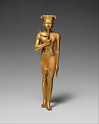 Ancient Egyptian statuette of Amun, 945–715 BC, gold, Metropolitan Museum of Art