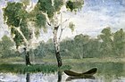 Pequeño lago con barca, 1880, óleo sobre papel, 12 x 18 cm, Munch Museum, Oslo.