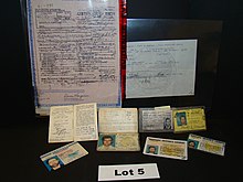 Photograph of Kaczynski's birth certificates and drivers licenses