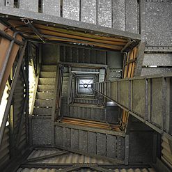 Square steel staircase in German look-out tower Klausenturm
