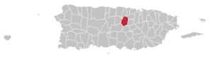 Map of Puerto Rico highlighting Corozal Municipality