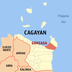 Map of Cagayan with Gonzaga highlighted