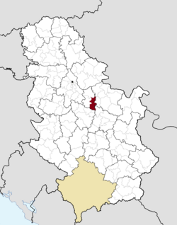 Location of the municipality of Velika Plana within Serbia