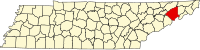 Округ Грін на мапі штату Теннессі highlighting
