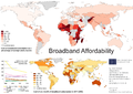 Image 13 Broadband affordability in 2011 This map presents an overview of broadband affordability, as the relationship between average yearly income per capita and the cost of a broadband subscription (data referring to 2011). Source: Information Geographies at the Oxford Internet Institute. (from Internet access)