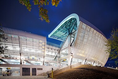Cluj Arena at night (exterior walls)