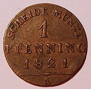 Prussian Pfenning of 1821, reverse