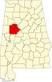 State map highlighting Tuscaloosa County