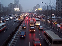 Right-hand traffic in Beijing, China