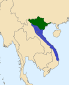 Đại Việt (Annam) with Mạc (green) and Lê-Nguyễn-Trịnh (blue) c. 1570