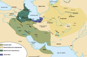 A map of Iran in 10th century AD, during the Iranian Intermezzo