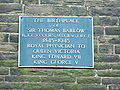 Plaque at Brandwood Fold, the Barlow family home before the building of Greenthorne.