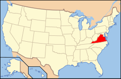 Штат Вірджынія на мапе ЗША