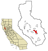 Location of Clearlake in Lake County, California.