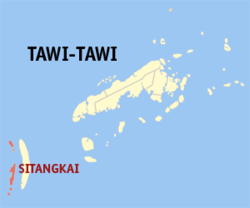 Map of Tawi-Tawi with Sitangkai highlighted