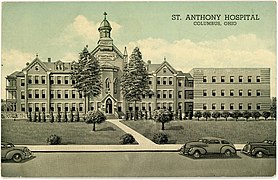 Mid-century postcard of the hospital