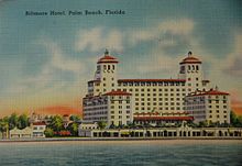 Photo of the Biltmore Hotel, Palm Beach, Florida, used as the USCG training center for enlisted SPARS during World War II