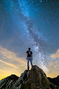Man in front of the Milky Way