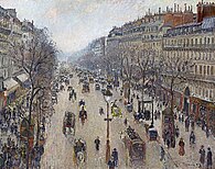 Camille Pissarro, Boulevard Montmartre, morning, cloudy weather, 1897