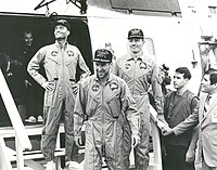The crew on board the USS Iwo Jima following splashdown