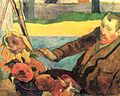 Portret van Vincent van Gogh, zónneblome sjilderend, Paul Gauguin